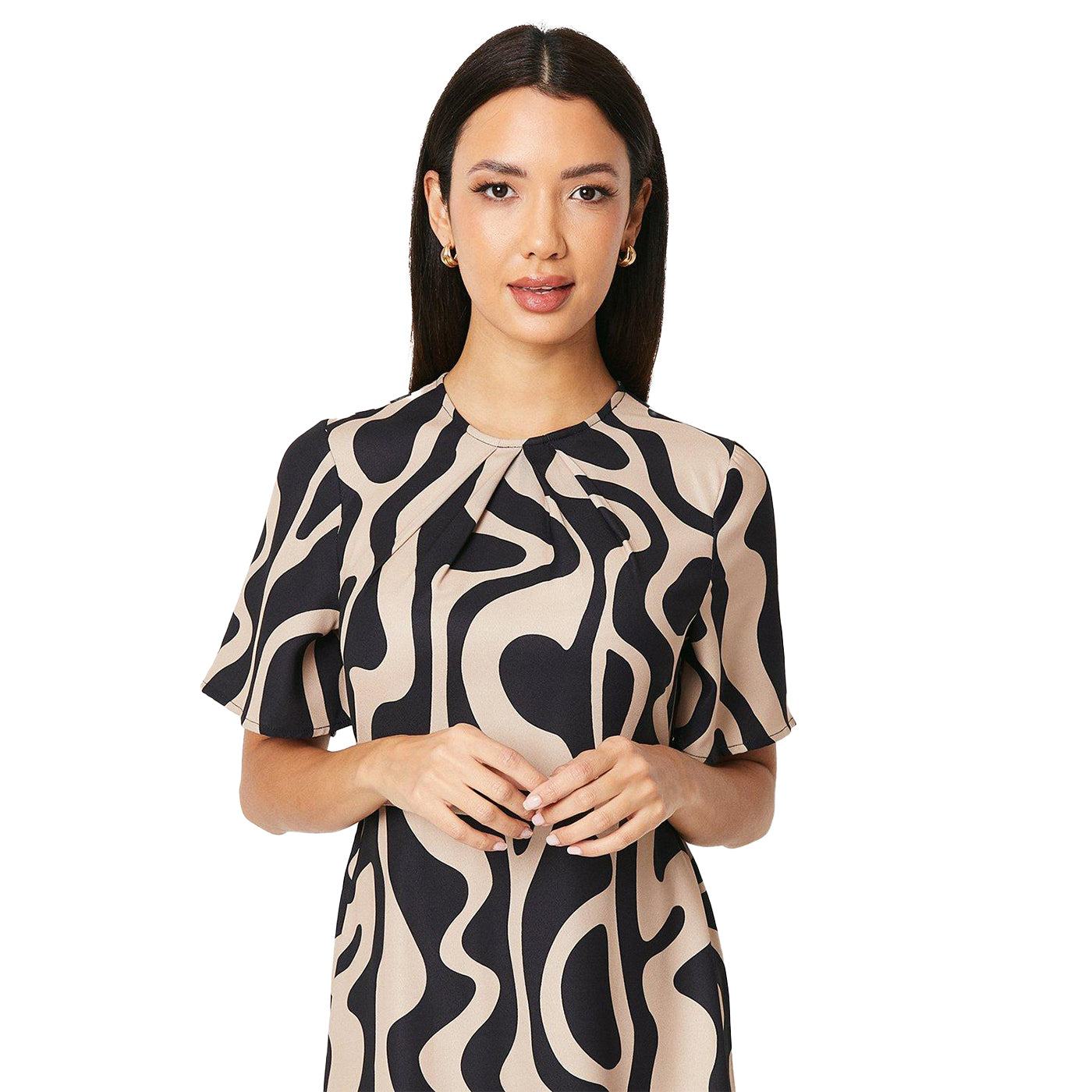 Neutral - Lifestyle - Principles Womens-Ladies Geometric Volume Midi Dress