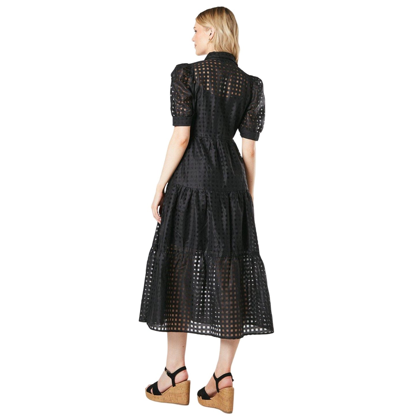 Black - Back - Principles Womens-Ladies Broderie Patch Pocket Shirt Dress