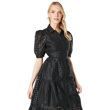 Black - Side - Principles Womens-Ladies Broderie Patch Pocket Shirt Dress