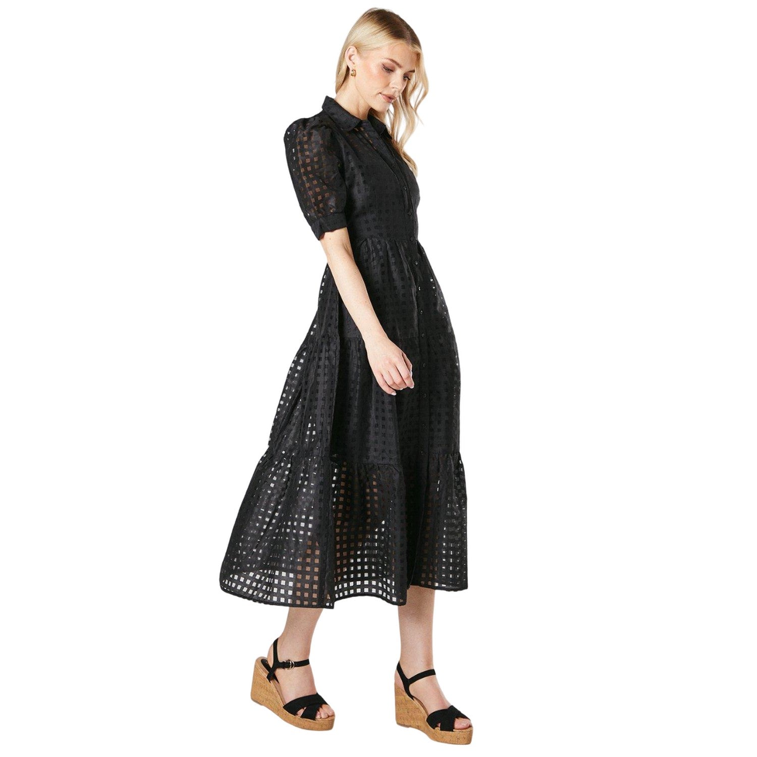 Black - Front - Principles Womens-Ladies Broderie Patch Pocket Shirt Dress