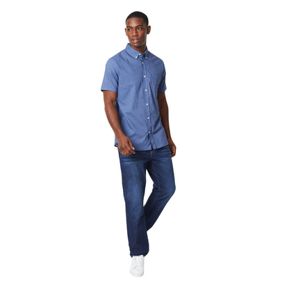 Blue - Side - Maine Mens Geometric Short-Sleeved Shirt