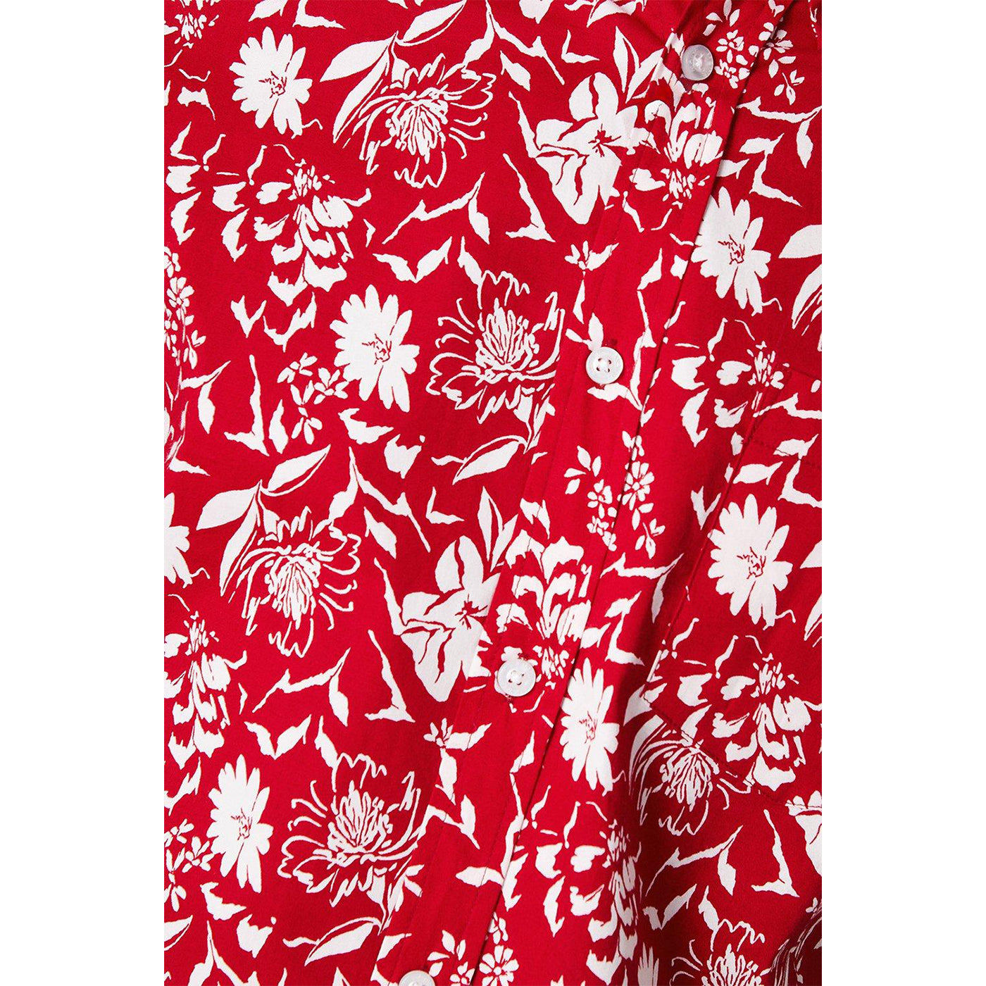 Red - Side - Maine Mens Floral Short-Sleeved Shirt