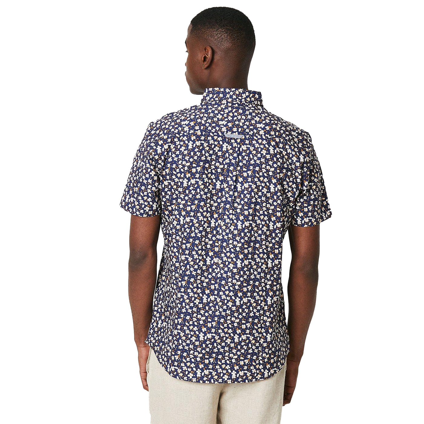 Navy - Back - Maine Mens Ditsy Floral Short-Sleeved Shirt