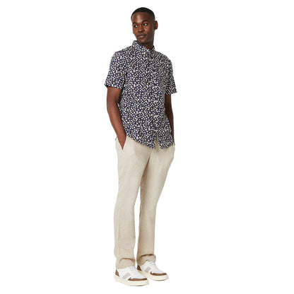 Navy - Lifestyle - Maine Mens Ditsy Floral Short-Sleeved Shirt