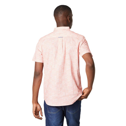 Coral - Back - Maine Mens Tile Print Short-Sleeved Shirt