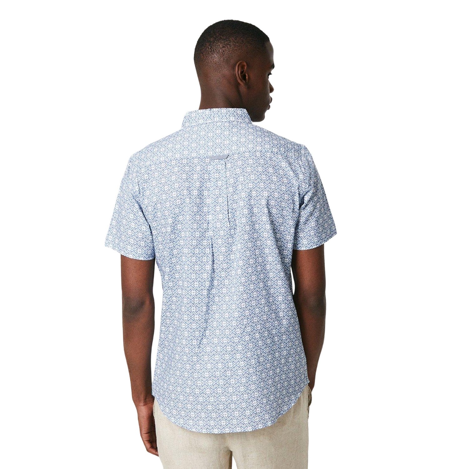Airforce Blue - Back - Maine Mens Ikat Short-Sleeved Shirt