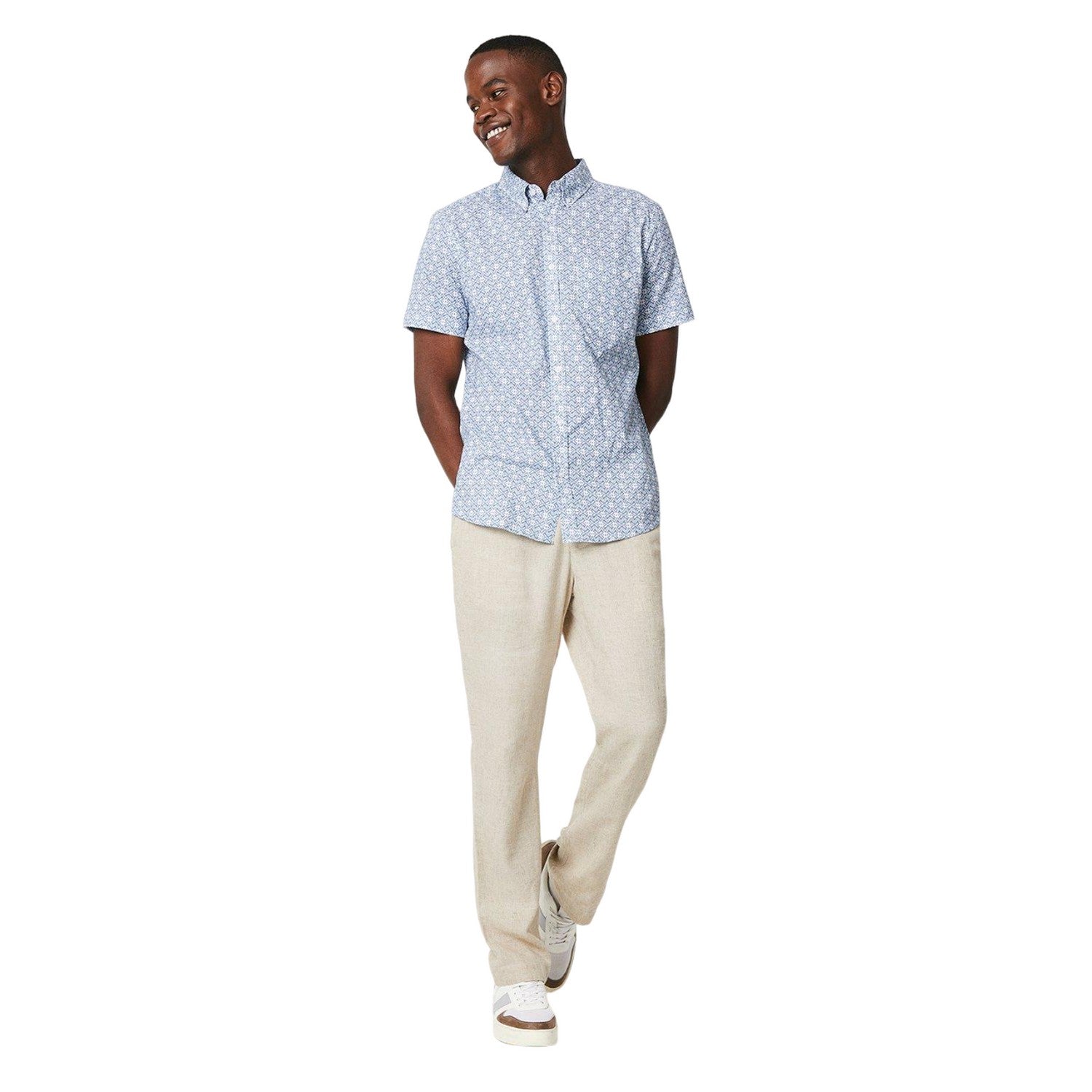 Airforce Blue - Side - Maine Mens Ikat Short-Sleeved Shirt