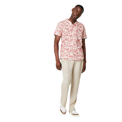 Red - Side - Maine Mens Quays Print Revere Collar Shirt