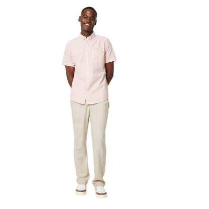 Orange - Side - Maine Mens Small Stripe Short-Sleeved Shirt
