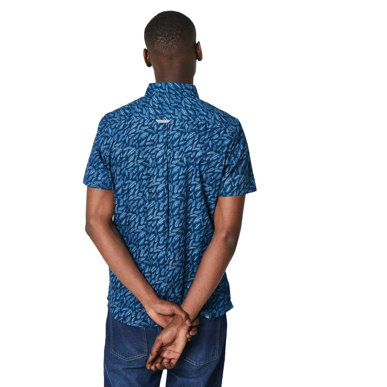 Navy - Back - Maine Mens Small Feather Short-Sleeved Shirt