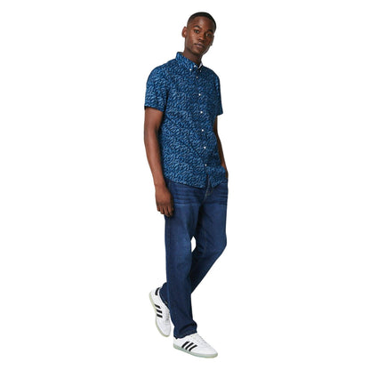 Navy - Side - Maine Mens Small Feather Short-Sleeved Shirt