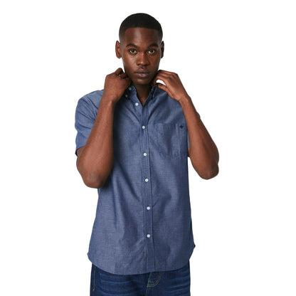 Navy - Front - Maine Mens Stitch Stripe Short-Sleeved Shirt