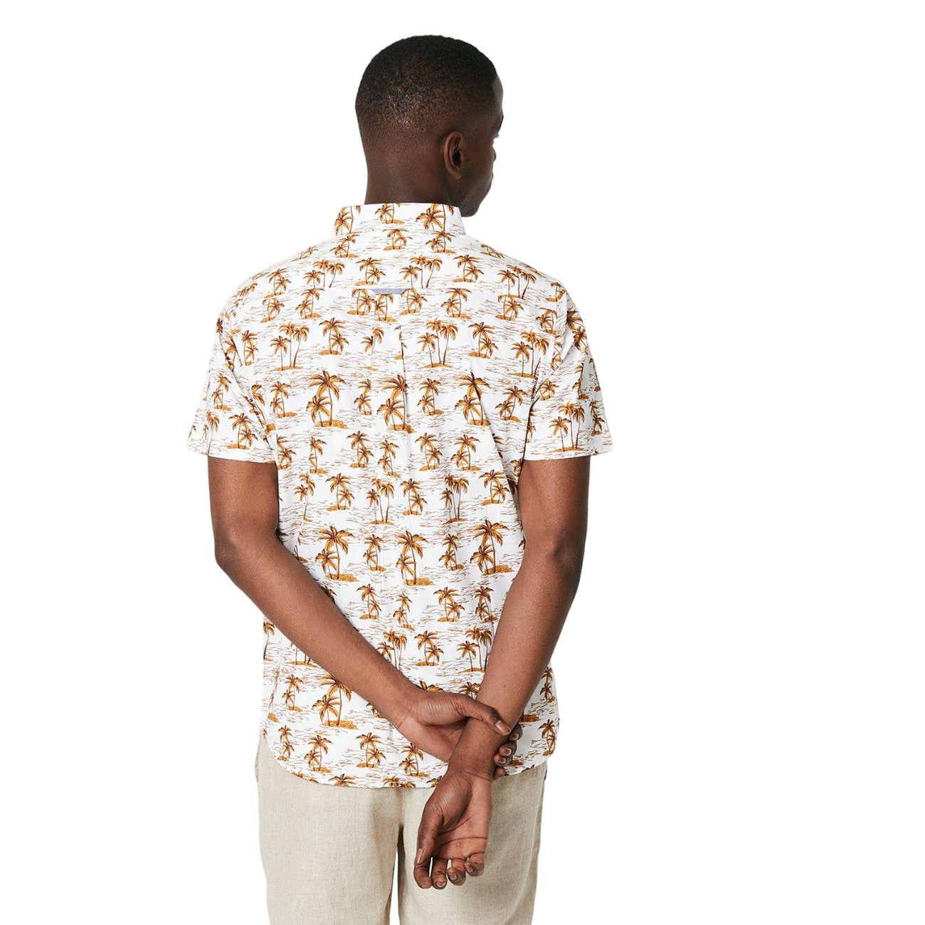 Gold - Back - Maine Mens Palm Tree Short-Sleeved Shirt