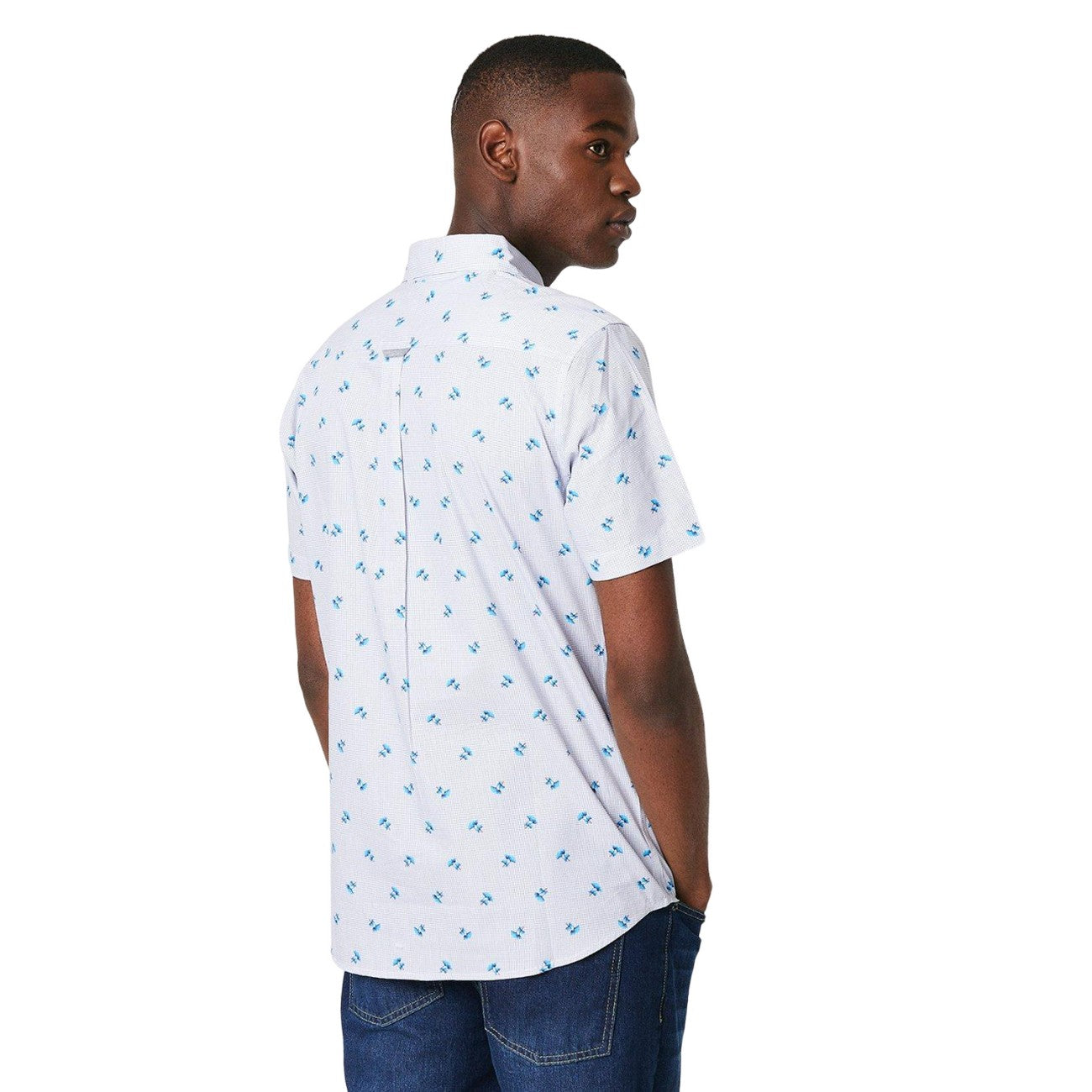 White - Back - Maine Mens Geo Ditsy Print Short-Sleeved Shirt