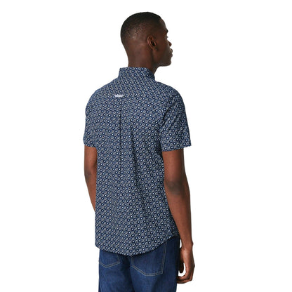Navy - Back - Maine Mens Diamond Short-Sleeved Shirt
