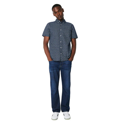 Navy - Side - Maine Mens Diamond Short-Sleeved Shirt