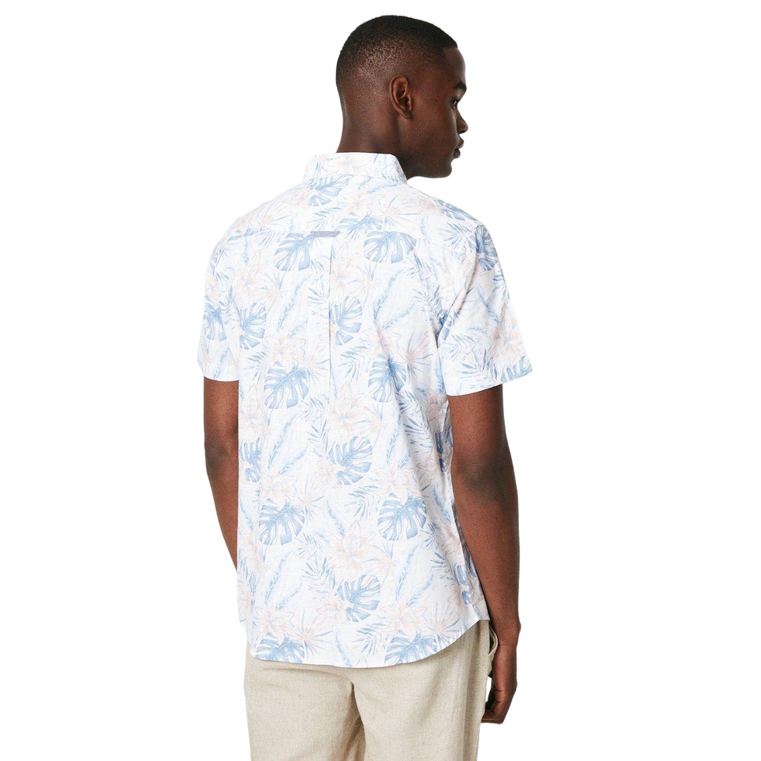 Light Blue - Back - Maine Mens Leaf Print Short-Sleeved Shirt