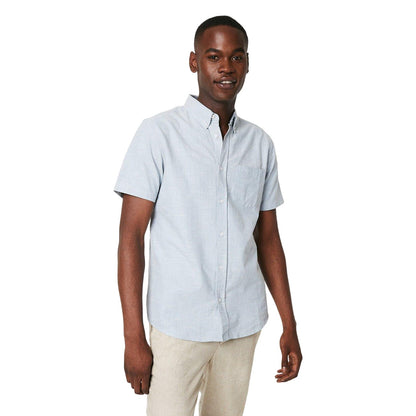 Light Blue - Front - Maine Mens Fine Stripe Oxford Short-Sleeved Shirt