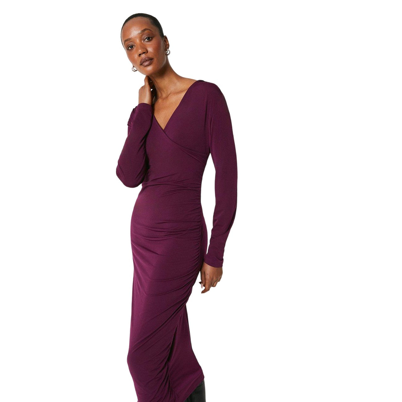 Berry - Side - Principles Womens-Ladies Draped Jersey Wrap Dress