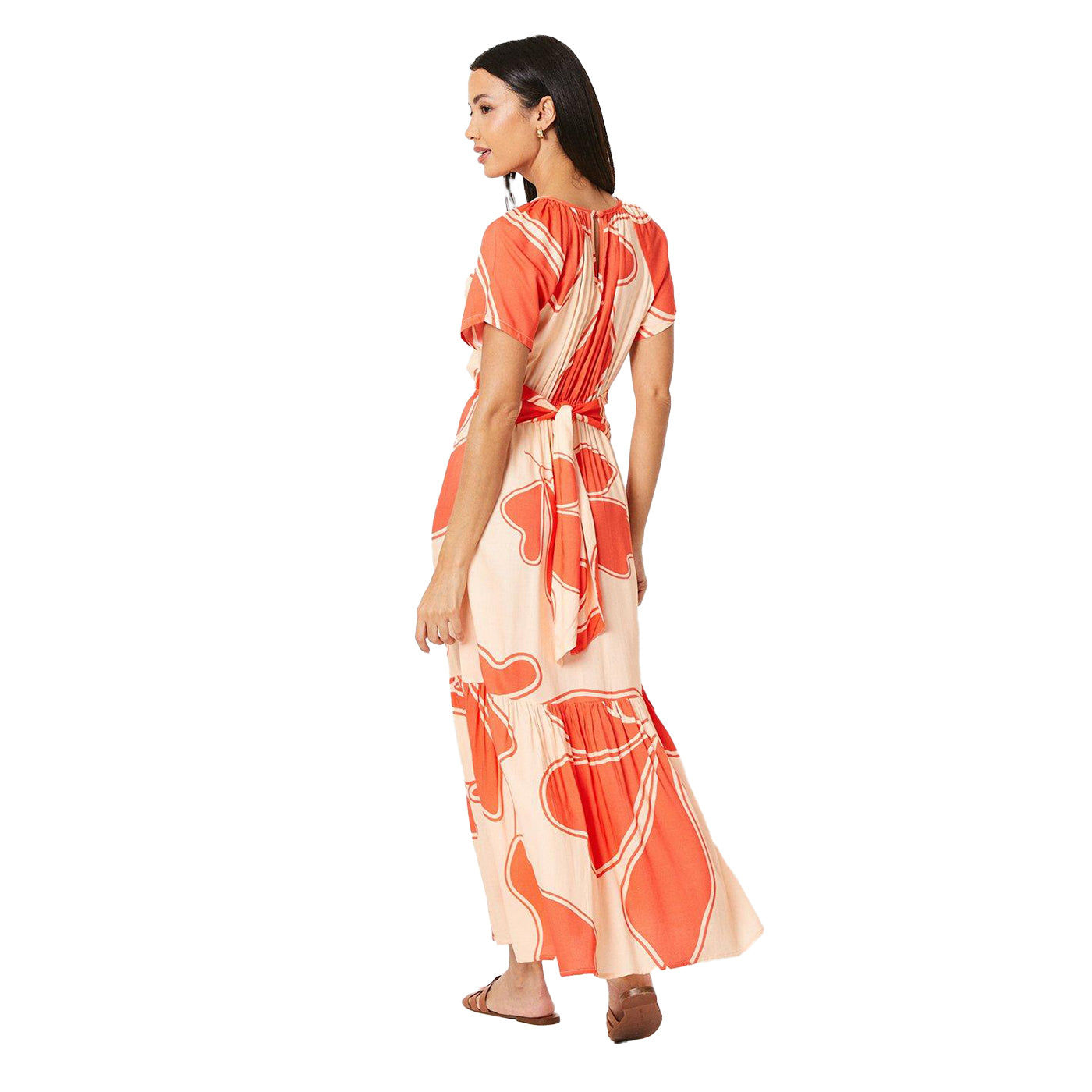 Neutral - Back - Principles Womens-Ladies Tie Dye Waist Tie Maxi Dress