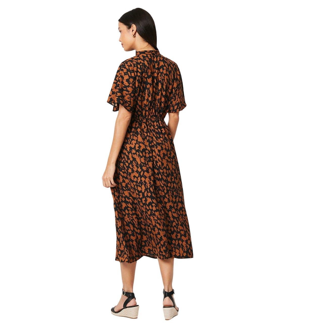 Black - Back - Principles Womens-Ladies Abstract High-Neck Midi Dress