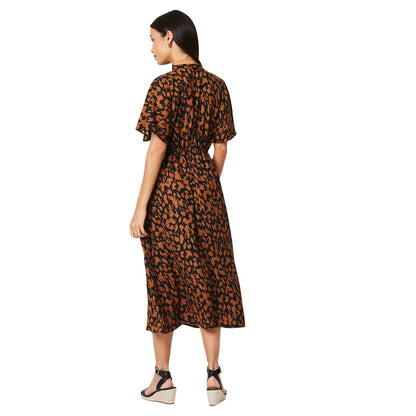 Black - Back - Principles Womens-Ladies Abstract High-Neck Midi Dress