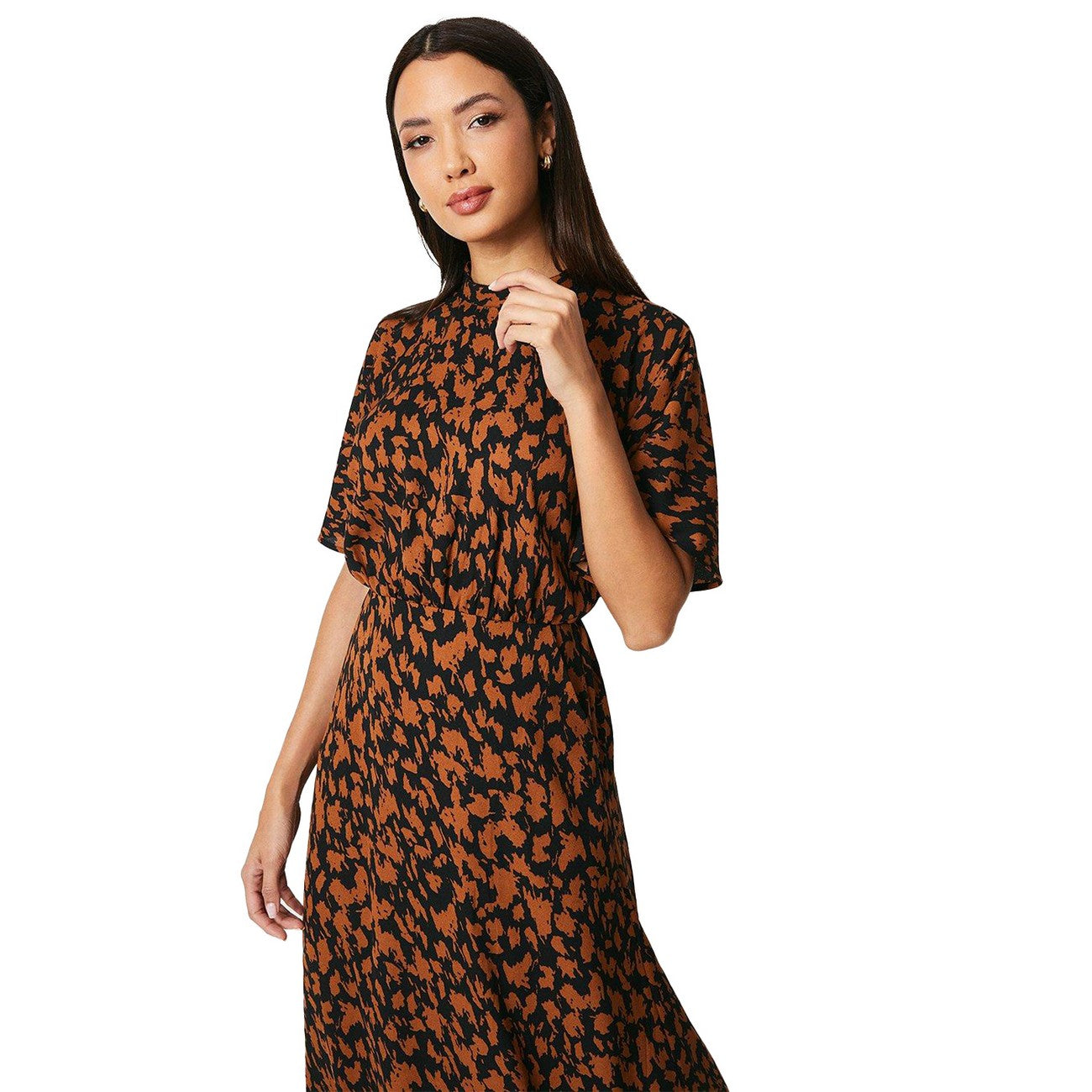 Black - Lifestyle - Principles Womens-Ladies Abstract High-Neck Midi Dress