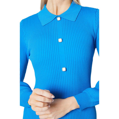 Cobalt - Side - Principles Womens-Ladies Ribbed Button Detail Dress