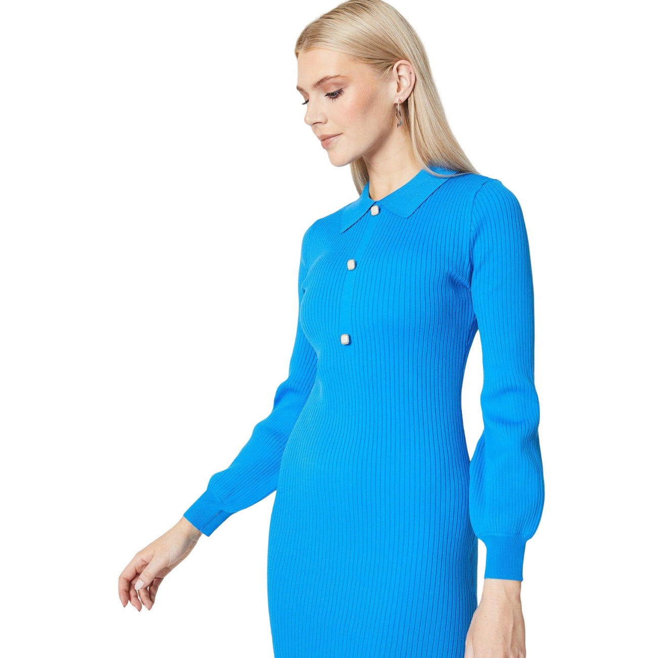 Cobalt - Lifestyle - Principles Womens-Ladies Ribbed Button Detail Dress