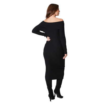 Black - Back - Principles Womens-Ladies Ribbed Bardot Midi Dress