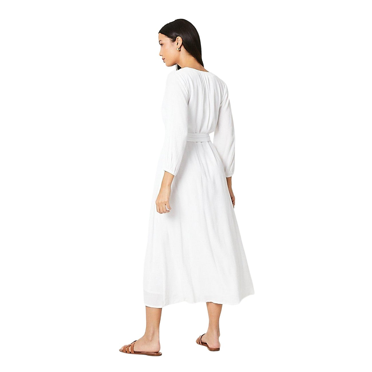 Ivory - Back - Principles Womens-Ladies Belted Button Through Midi Dress