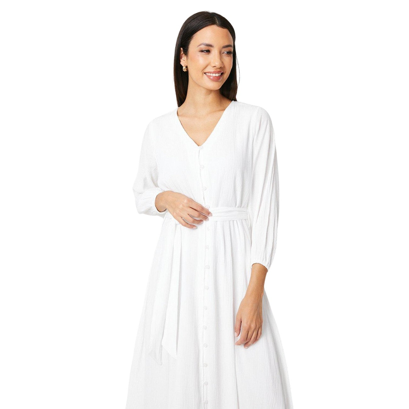 Ivory - Lifestyle - Principles Womens-Ladies Belted Button Through Midi Dress
