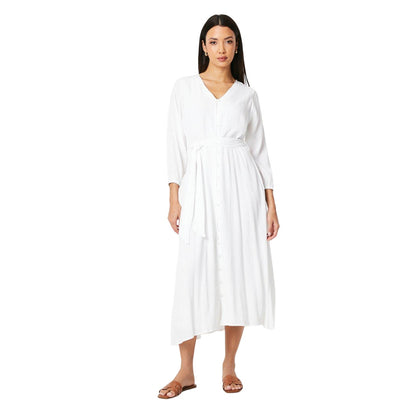 Ivory - Front - Principles Womens-Ladies Belted Button Through Midi Dress