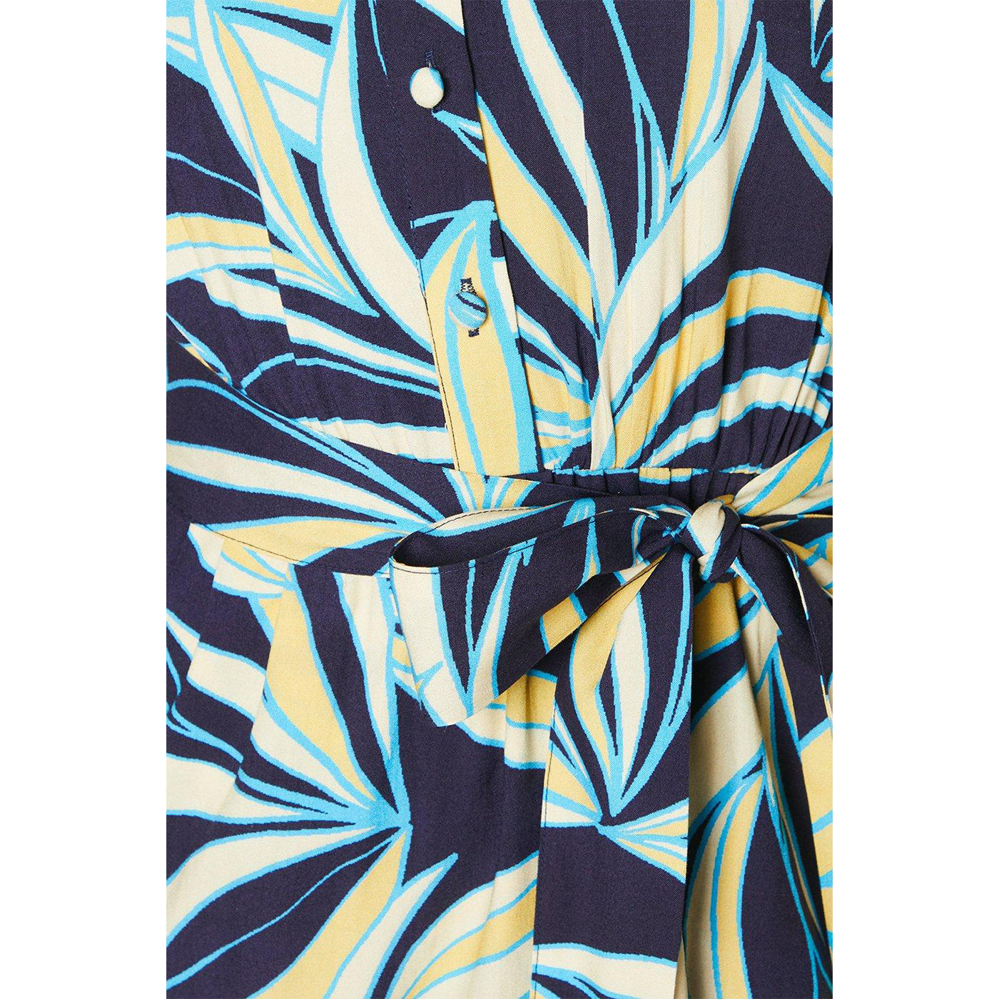Navy - Side - Principles Womens-Ladies Leaf Print Wrap Midi Dress