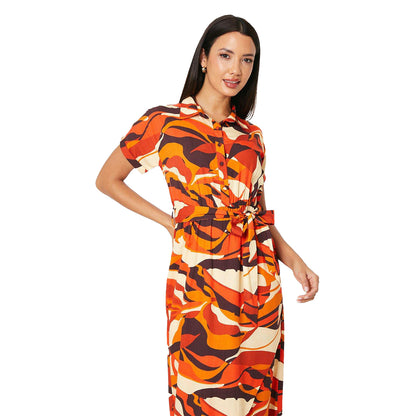 Rust - Lifestyle - Principles Womens-Ladies Printed Wrap Midi Dress