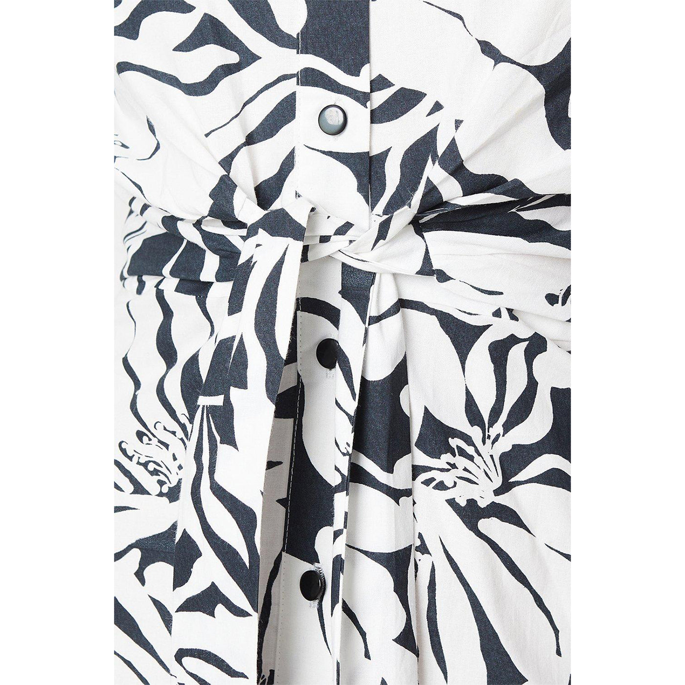 Monochrome - Side - Principles Womens-Ladies Floral Front Tie Midi Shirt Dress
