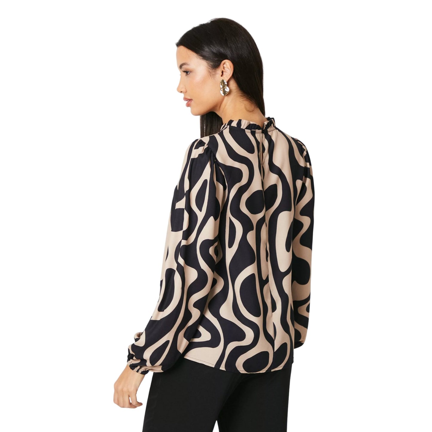 Neutral - Back - Principles Womens-Ladies Geometric Blouson Sleeve Top
