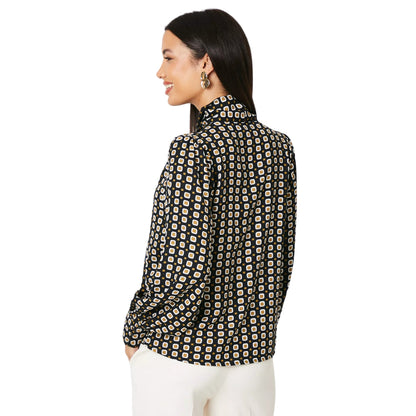 Black - Back - Principles Womens-Ladies Geometric Pussybow Blouse