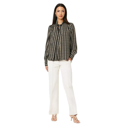 Black - Side - Principles Womens-Ladies Geometric Pussybow Blouse