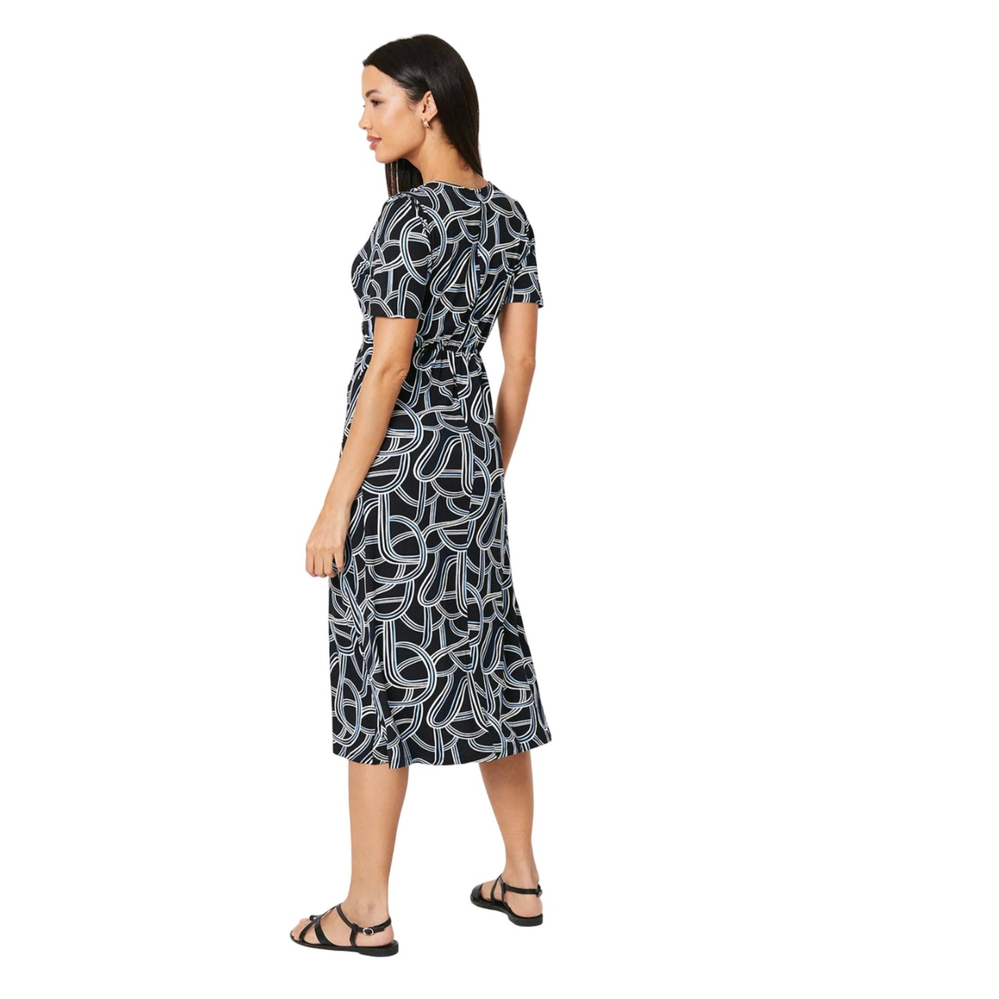 Black - Back - Principles Womens-Ladies Abstract Jersey Twisted Midi Dress