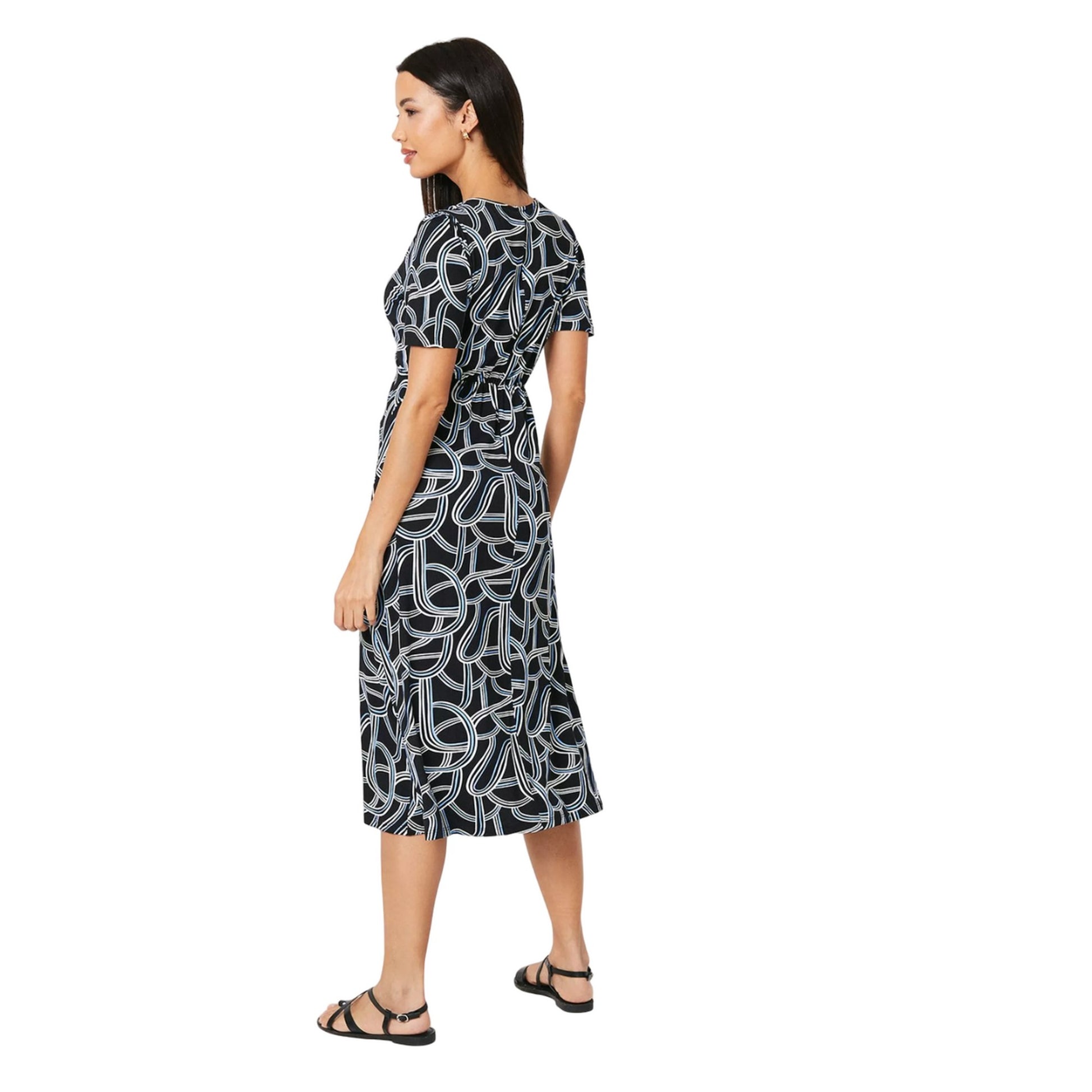 Black - Back - Principles Womens-Ladies Abstract Jersey Twisted Midi Dress