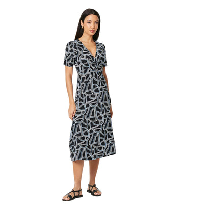 Black - Front - Principles Womens-Ladies Abstract Jersey Twisted Midi Dress