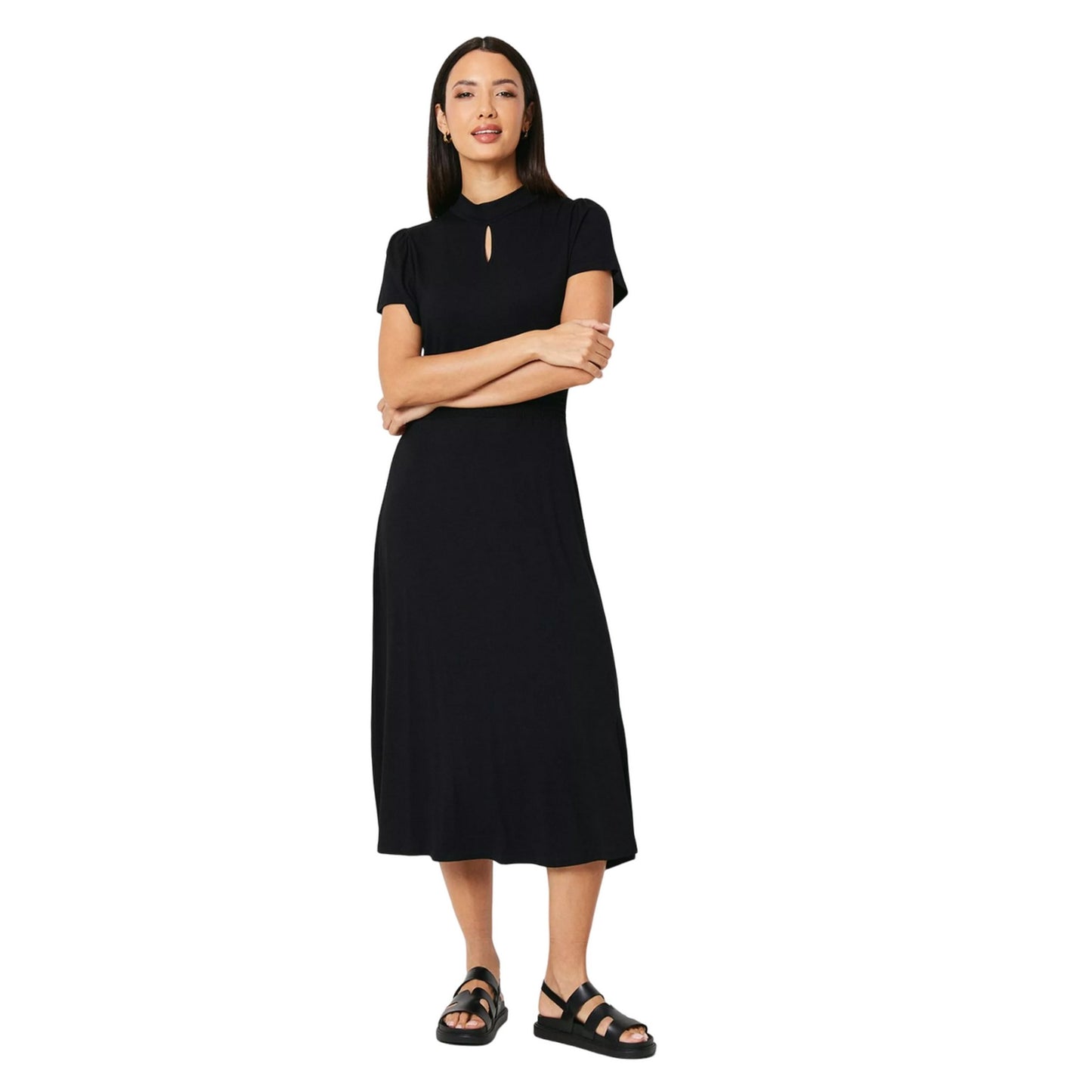Black - Front - Principles Womens-Ladies Jersey Angel Sleeve Midi Dress