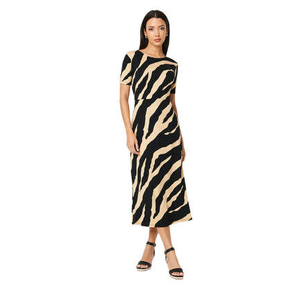 Black - Front - Principles Womens-Ladies Tiger Print Jersey Belt T-Shirt Dress