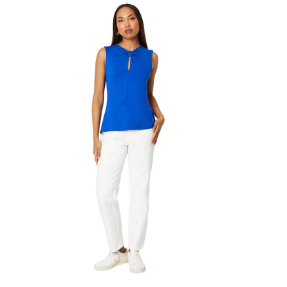 Navy - Side - Principles Womens-Ladies Plain Knotted Sleeveless Top