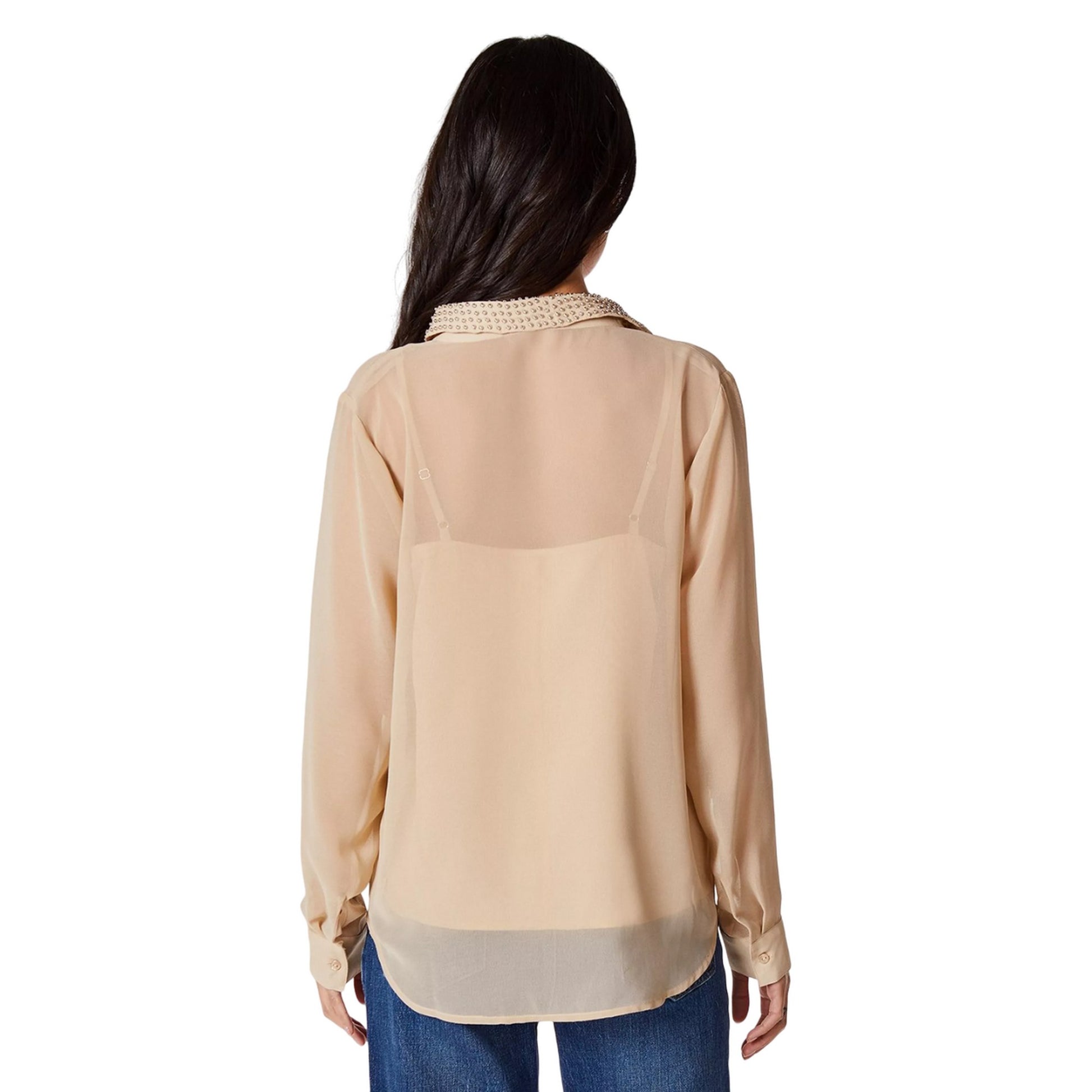 Stone - Back - Principles Womens-Ladies Embellished Collared Shirt