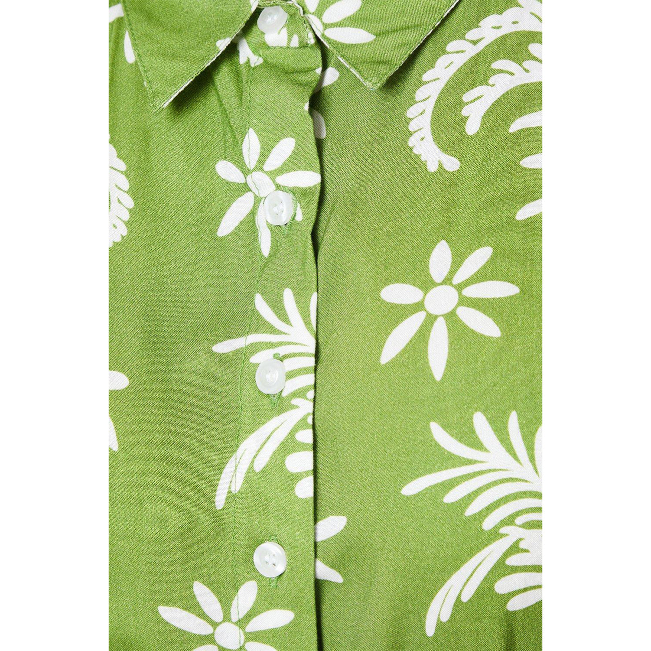 Green - Lifestyle - Principles Womens-Ladies Abstract Floral Shirred Waist Shirt Dress