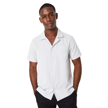 Charcoal - Front - Maine Mens Dobby Resort Collar Short-Sleeved Shirt