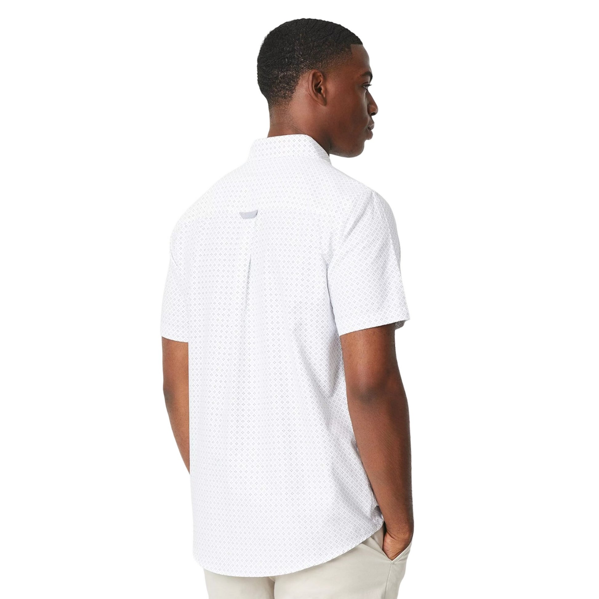 White - Back - Maine Mens Geometric Short-Sleeved Shirt