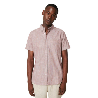 Red - Front - Maine Mens Stripe Slub Short-Sleeved Shirt